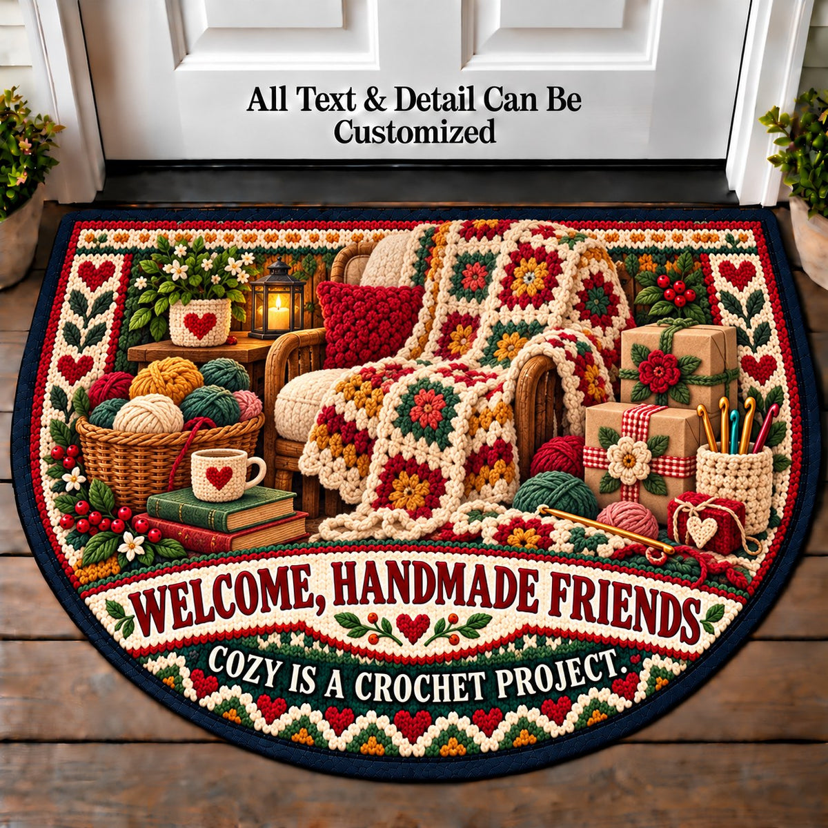Cozy Throw - Handmade Gift Crew Personalized Half Round Mat | 5To9Vibe