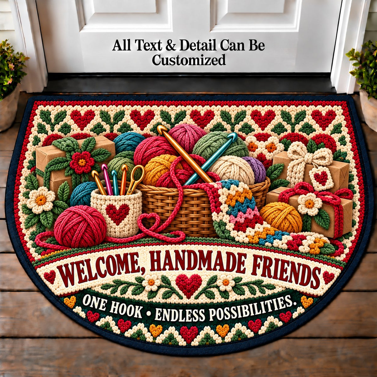 Hook and Yarn - Handmade Gift Crew Personalized Half Round Mat | 5To9Vibe
