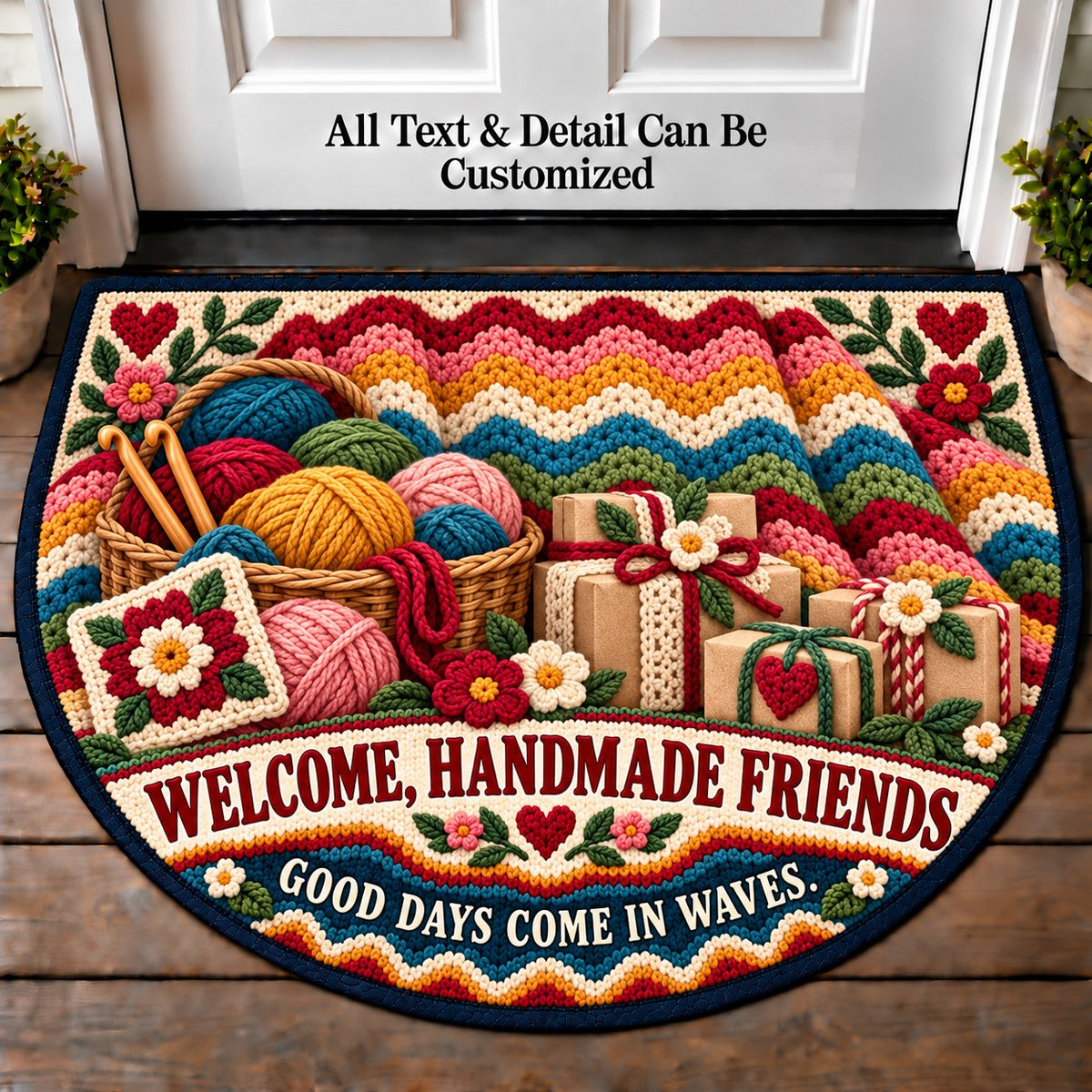 Ripple Blanket - Handmade Gift Crew Personalized Half Round Mat | 5To9Vibe