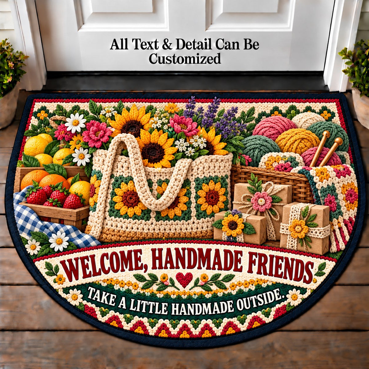 Summer Market Bag - Handmade Gift Crew Personalized Half Round Mat | 5To9Vibe