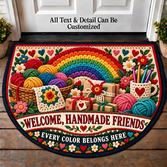 Yarn Rainbow - Handmade Gift Crew Personalized Half Round Mat | 5To9Vibe