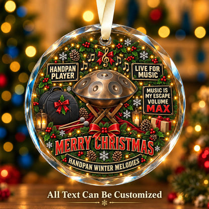 Handpan Player Personalized Glass Ornament | 5To9Vibe