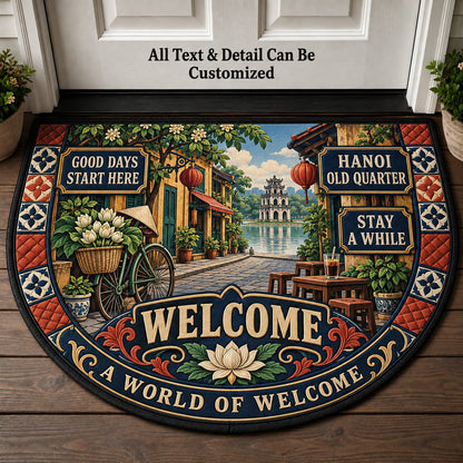 Hanoi Old Quarter Personalized Half Round Mat | 5To9Vibe