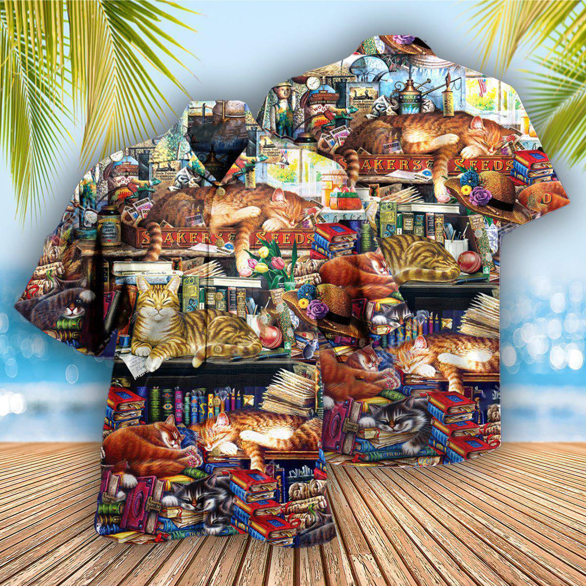 Book Happiness Is A Good Book And A Lovely Cat Sleeping - Hawaiian Shirt 