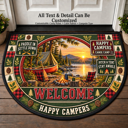 Canoe Camp - Happy Campers Personalized Half Round Mat | 5To9Vibe