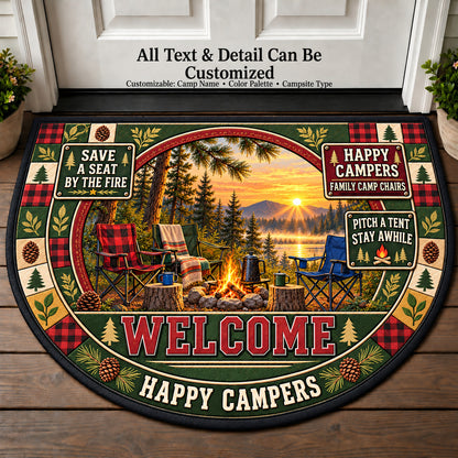 Family Camp Chairs - Happy Campers Personalized Half Round Mat | 5To9Vibe