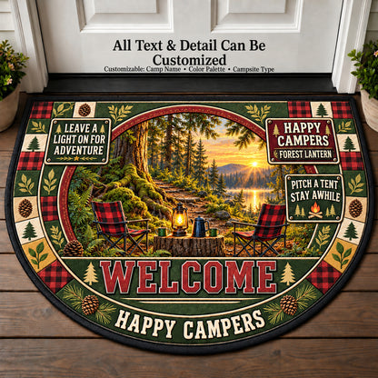 Forest Lantern - Happy Campers Personalized Half Round Mat | 5To9Vibe