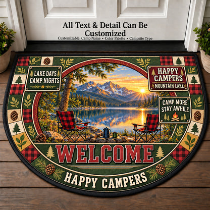 Mountain Lake - Happy Campers Personalized Half Round Mat | 5To9Vibe