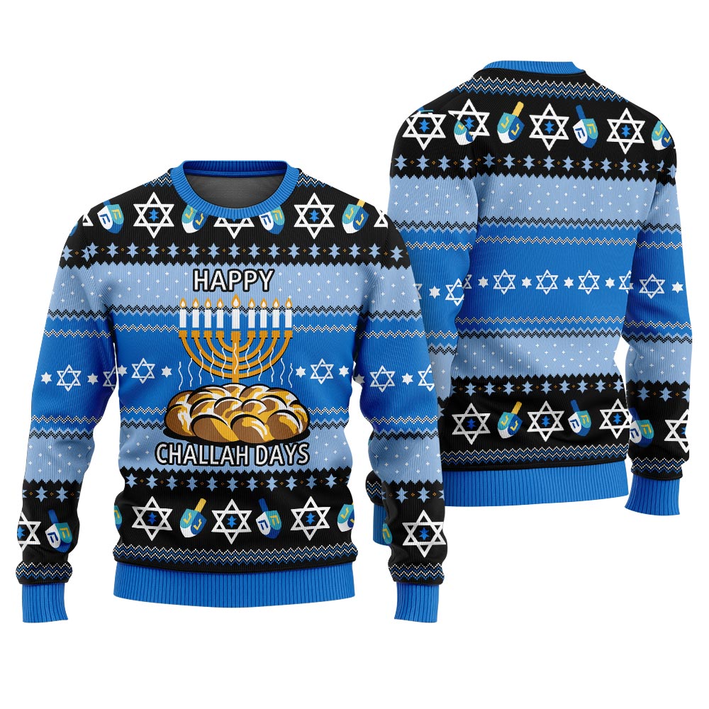 Happy Challah Days Funny Christmas Sweaters For Adults