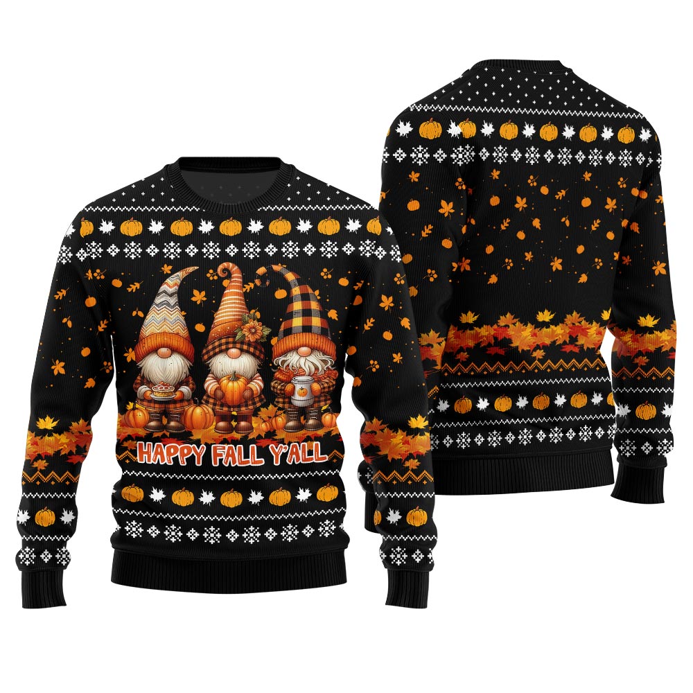 Happy Fall Y'all Gnome Ugly Thanksgiving Sweater