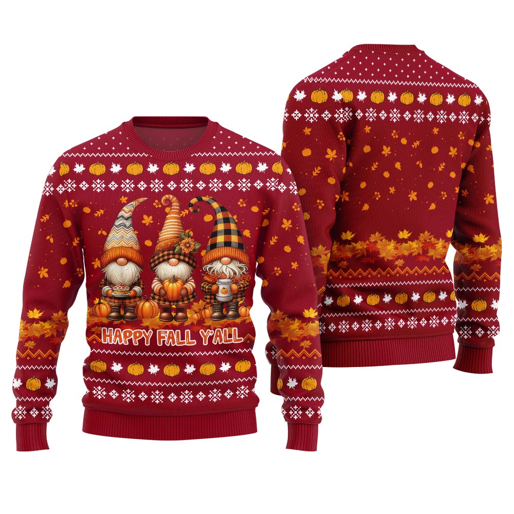 Happy Fall Y'all Gnome Ugly Thanksgiving Sweater