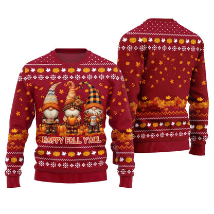 Happy Fall Y'all Gnome Ugly Thanksgiving Sweater