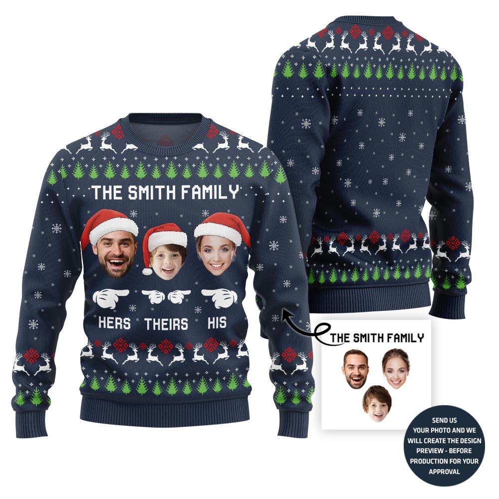 Happy Family Custom Face Ugly Christmas Sweater
