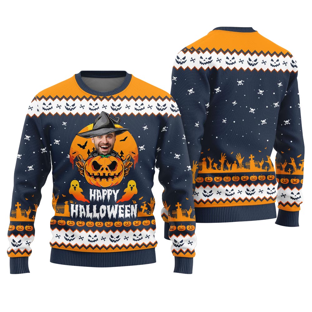 Happy Halloween Custom Christmas Ugly Sweater For Women