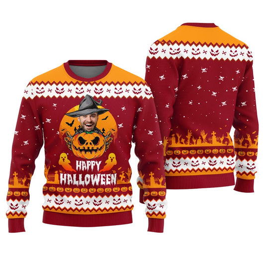 Happy Halloween Custom Face Ugly Christmas Sweater