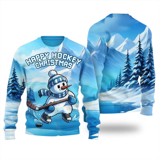 Happy Hockey Christmas Ugly Sweater