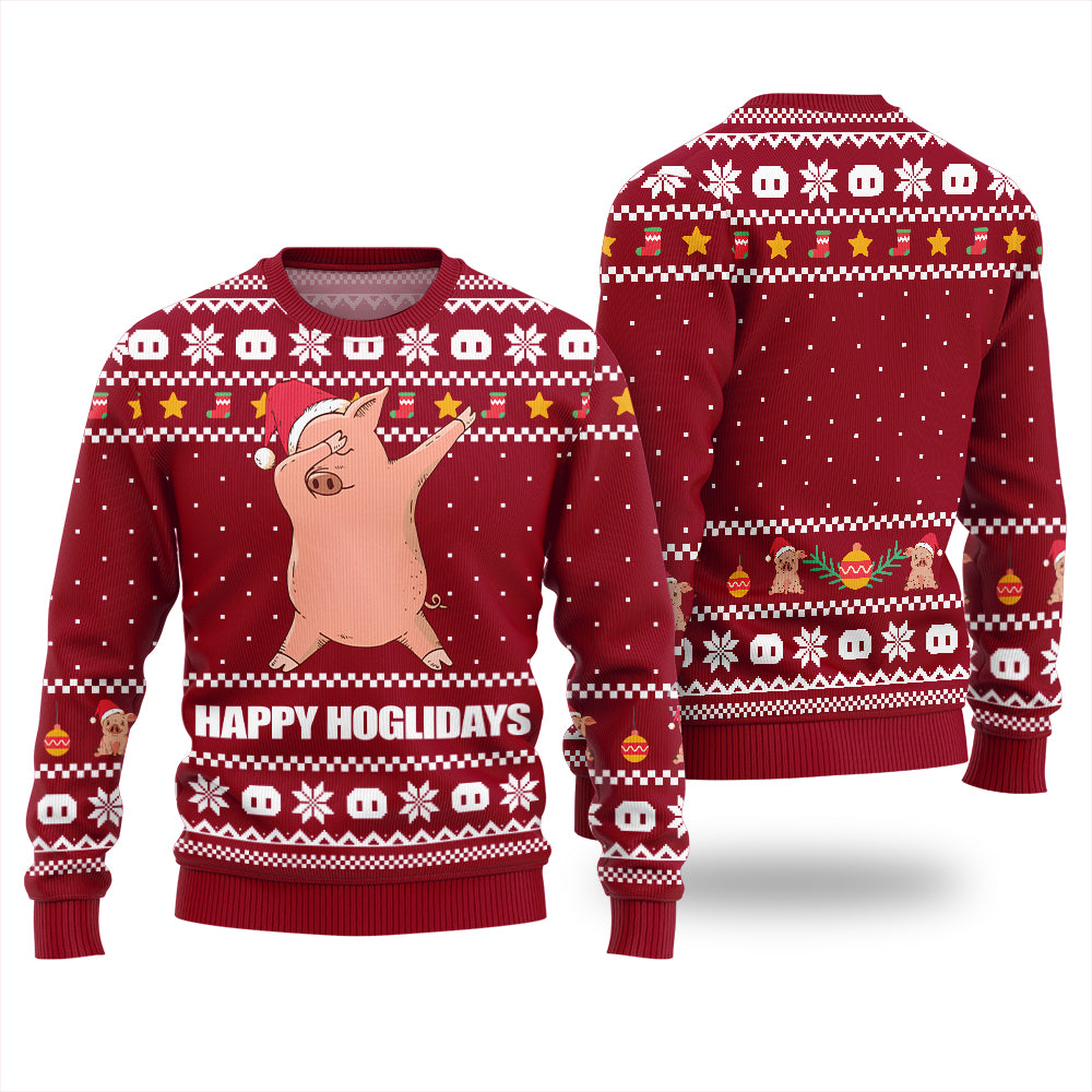 Happy Hoglidays Funny Pig Ugly Christmas Sweater