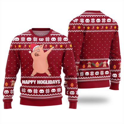 Happy Hoglidays Funny Pig Ugly Christmas Sweater