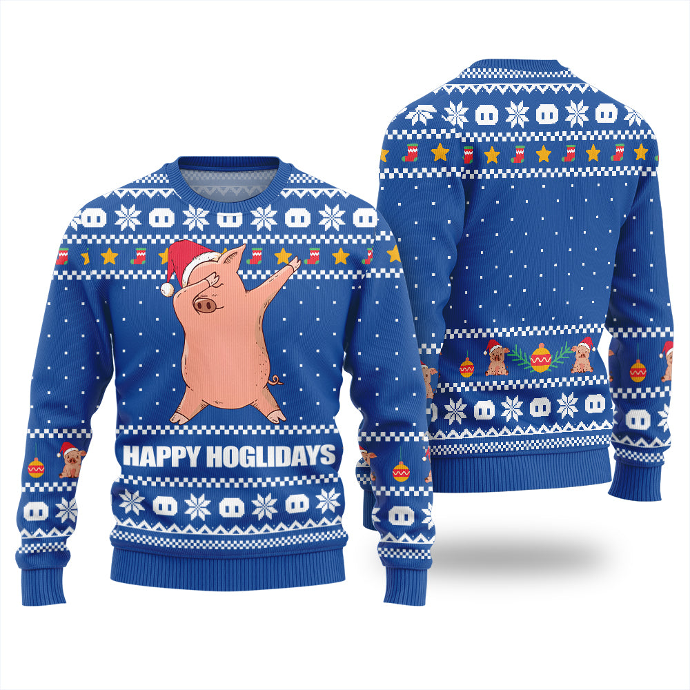 Happy Hoglidays Funny Pig Ugly Christmas Sweater