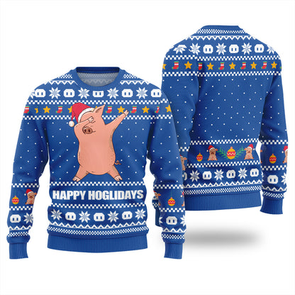 Happy Hoglidays Funny Pig Ugly Christmas Sweater