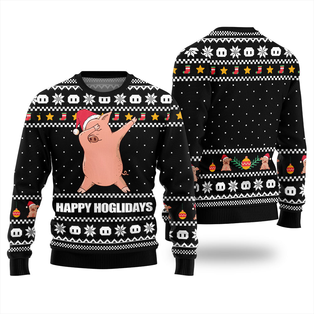 Happy Hoglidays Funny Pig Ugly Christmas Sweater