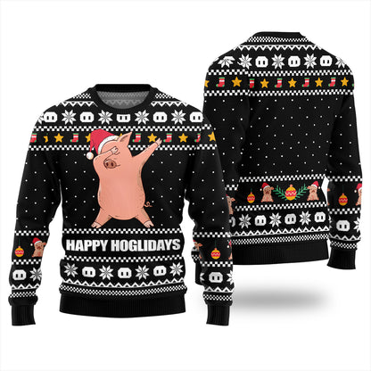 Happy Hoglidays Funny Pig Ugly Christmas Sweater