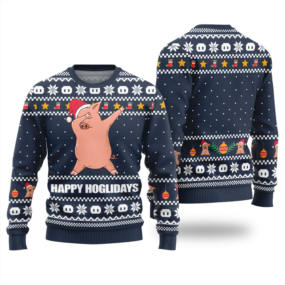 Happy Hoglidays Funny Pig Ugly Christmas Sweater