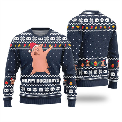 Happy Hoglidays Funny Pig Ugly Christmas Sweater