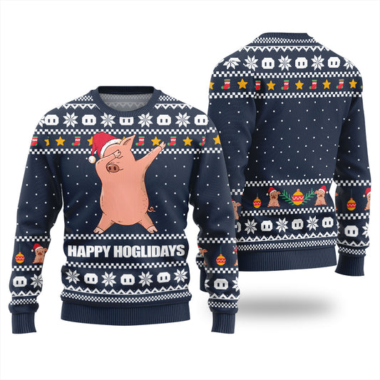 Happy Hoglidays Funny Pig Ugly Christmas Sweater