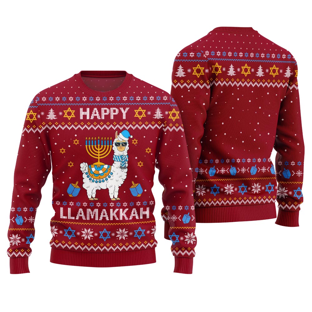 Happy Llamakkah Ugly Hanukkah Sweater