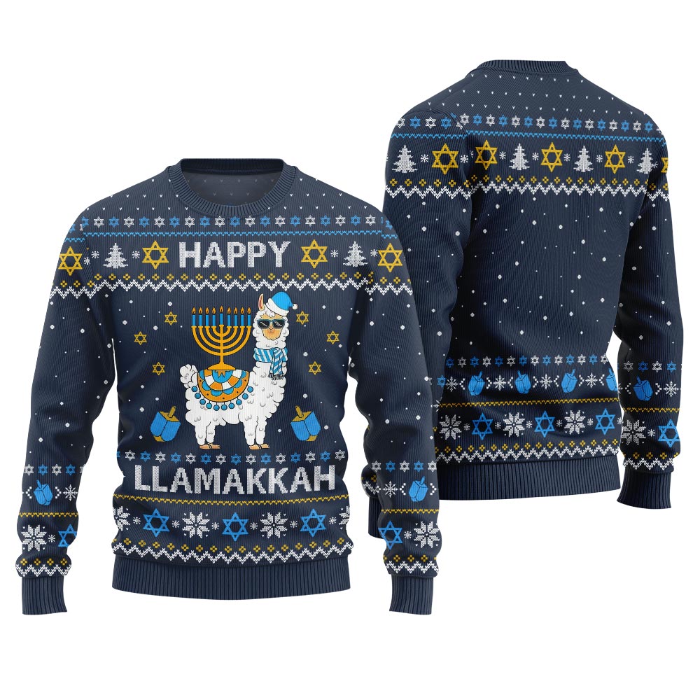 Happy Llamakkah Ugly Hanukkah Sweater