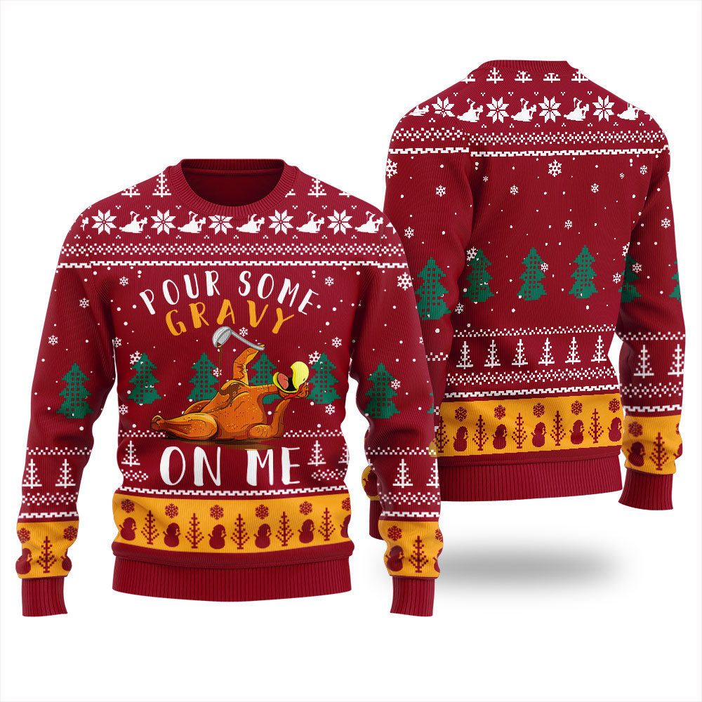 Happy Thanksgiving Pour Gravy On Me Turkey Ugly Sweater For Women