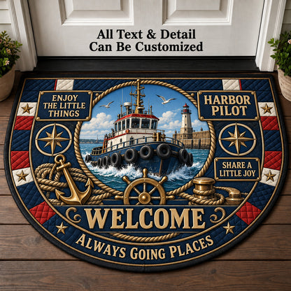 Harbor Pilot Personalized Half Round Mat | 5To9Vibe