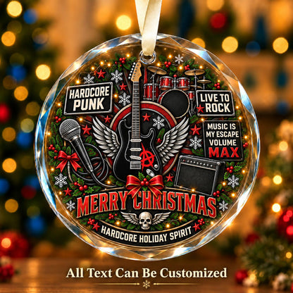 Hardcore Punk Personalized Glass Ornament | 5To9Vibe