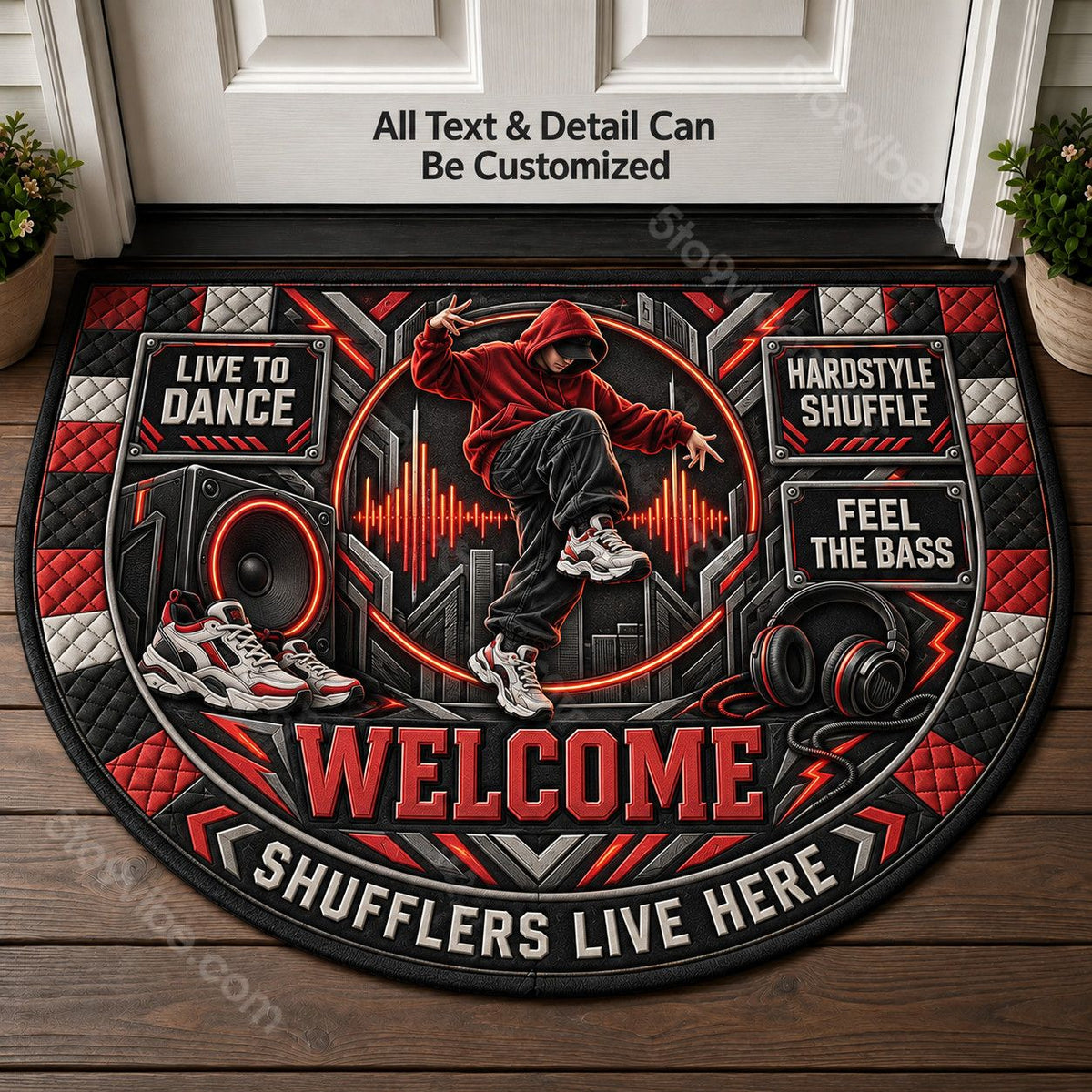 Hardstyle Shuffle Personalized Half Round Mat | 5To9Vibe