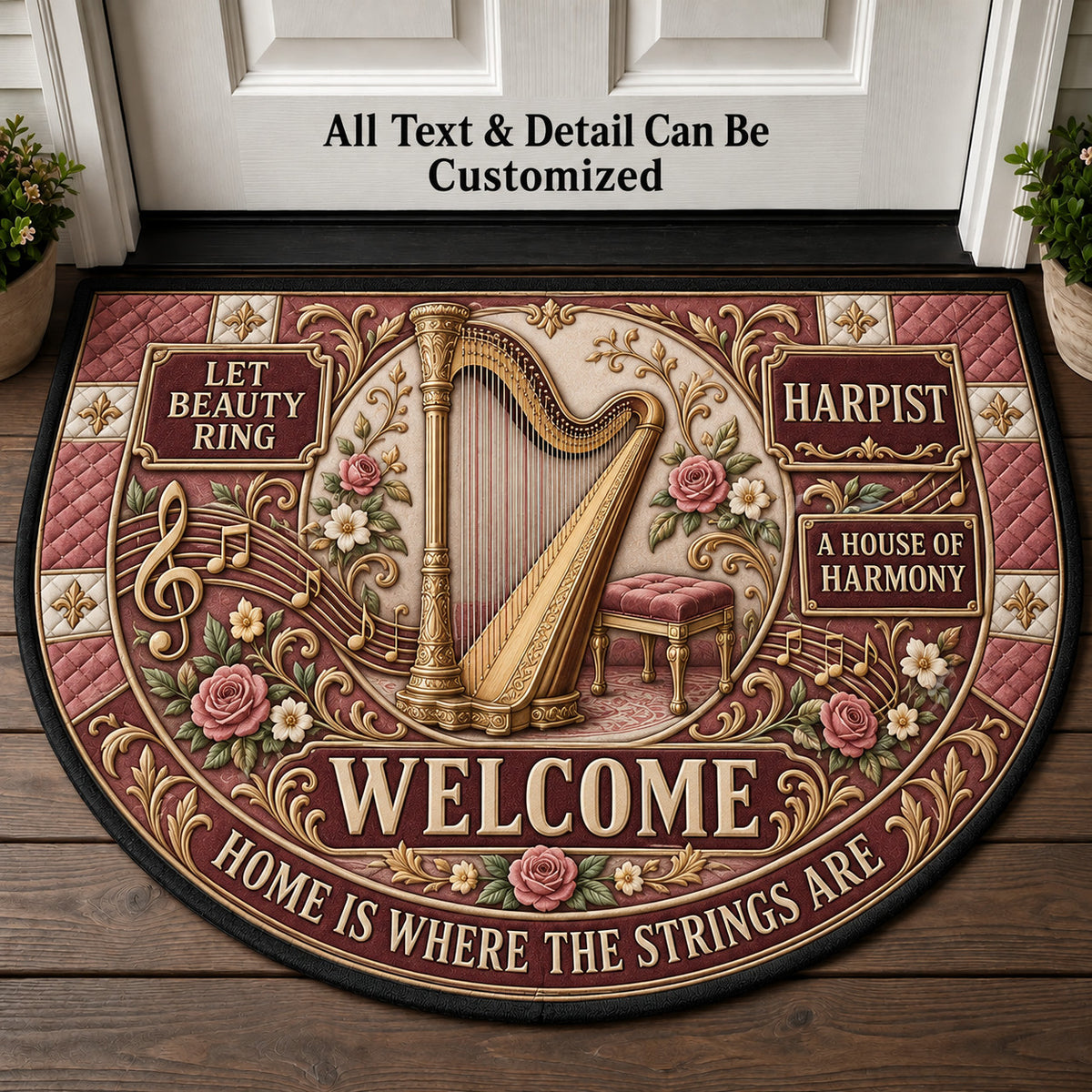 Harpist Personalized Half Round Mat | 5To9Vibe