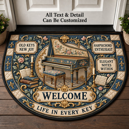 Harpsichord Enthusiast Personalized Half Round Mat | 5To9Vibe