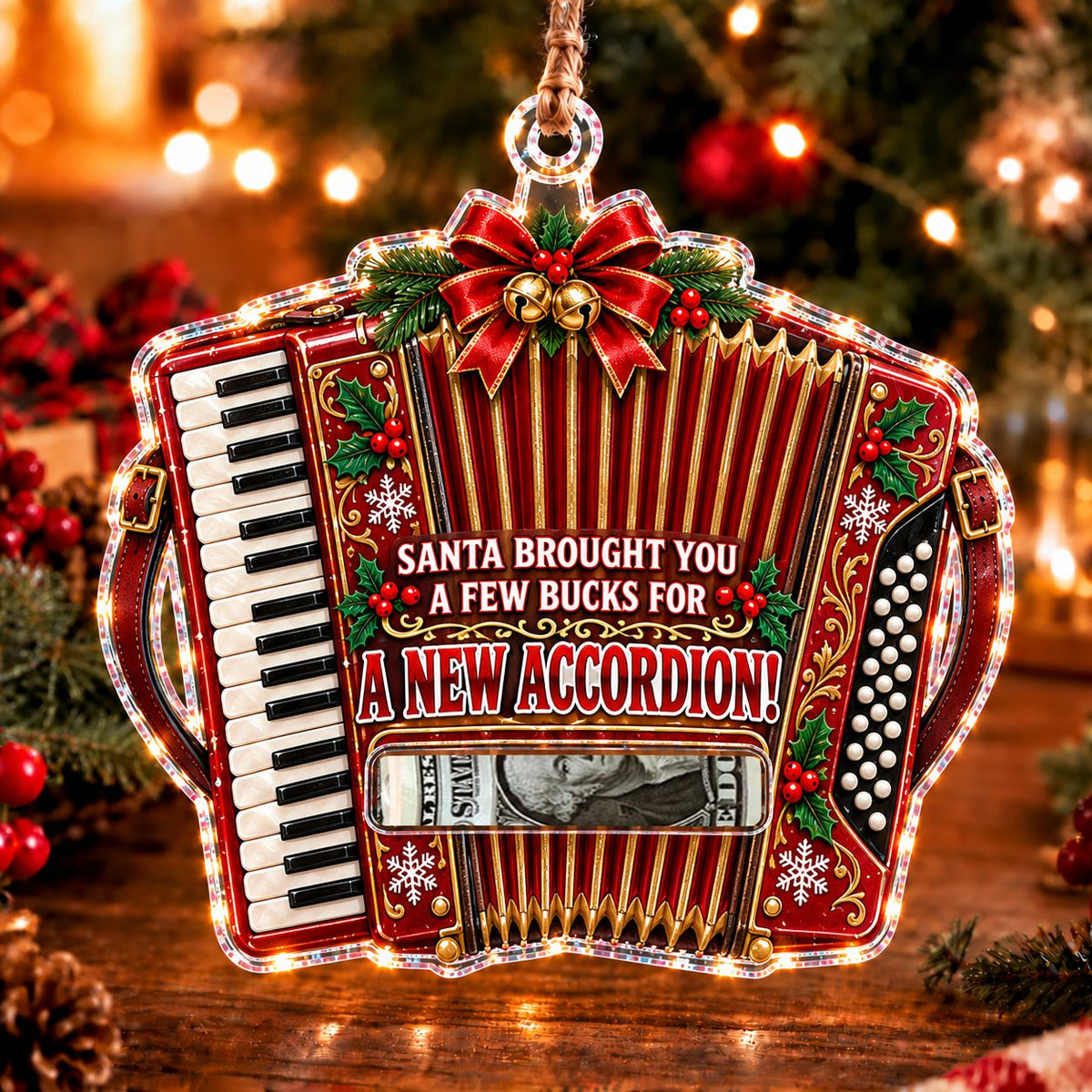 Harpsichord Christmas money holder ornament