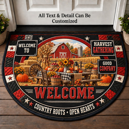 Harvest Gathering Personalized Half Round Mat | 5To9Vibe