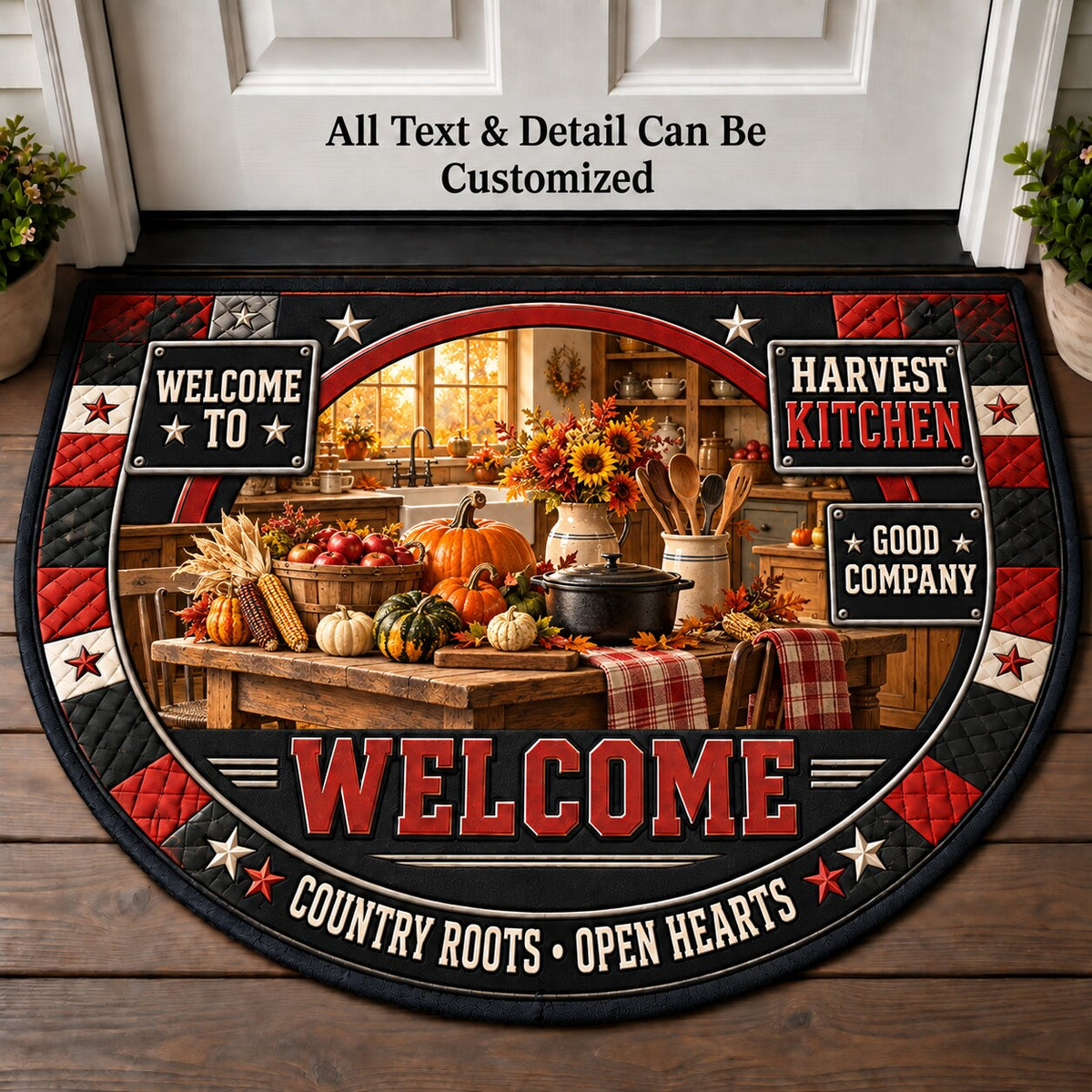 Harvest Kitchen Personalized Half Round Mat | 5To9Vibe