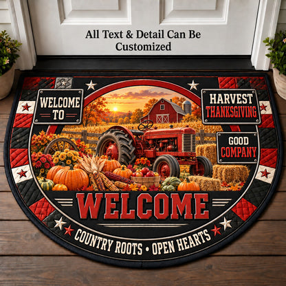 Harvest Thanksgiving Personalized Half Round Mat | 5To9Vibe