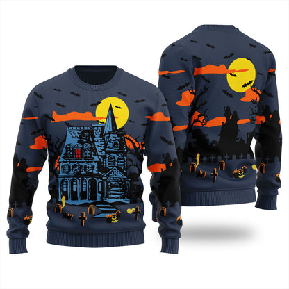 Haunted House Halloween Sweater For Men