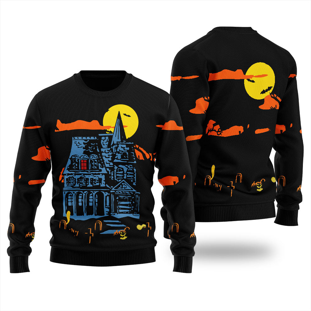 Haunted House Halloween Sweater For Men