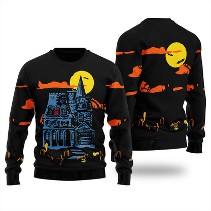 Haunted House Halloween Sweater For Men