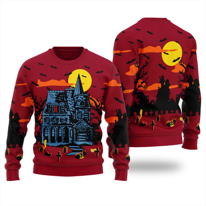 Haunted House Halloween Sweater For Men