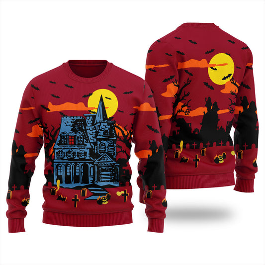 Haunted House Halloween Sweater For Men