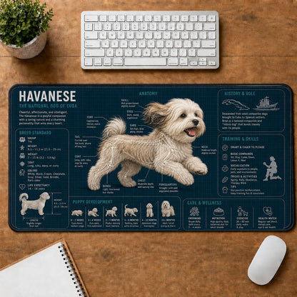 Havanese Dog Breed Visual Guide Desk Mat | 5To9Vibe