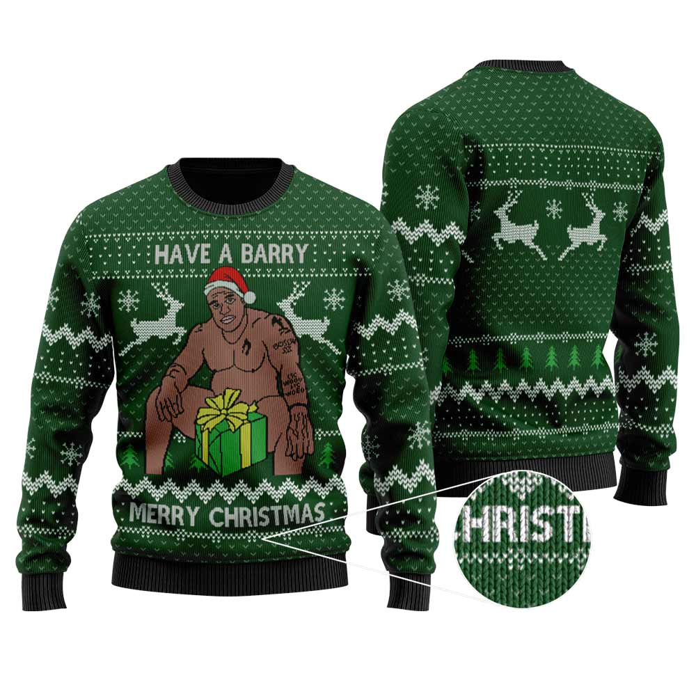 Have A Barry Merry Christmas Ugly Sweater | Funny Ugly Christmas Sweater For Men Women - Funny Ugly Christmas Sweater