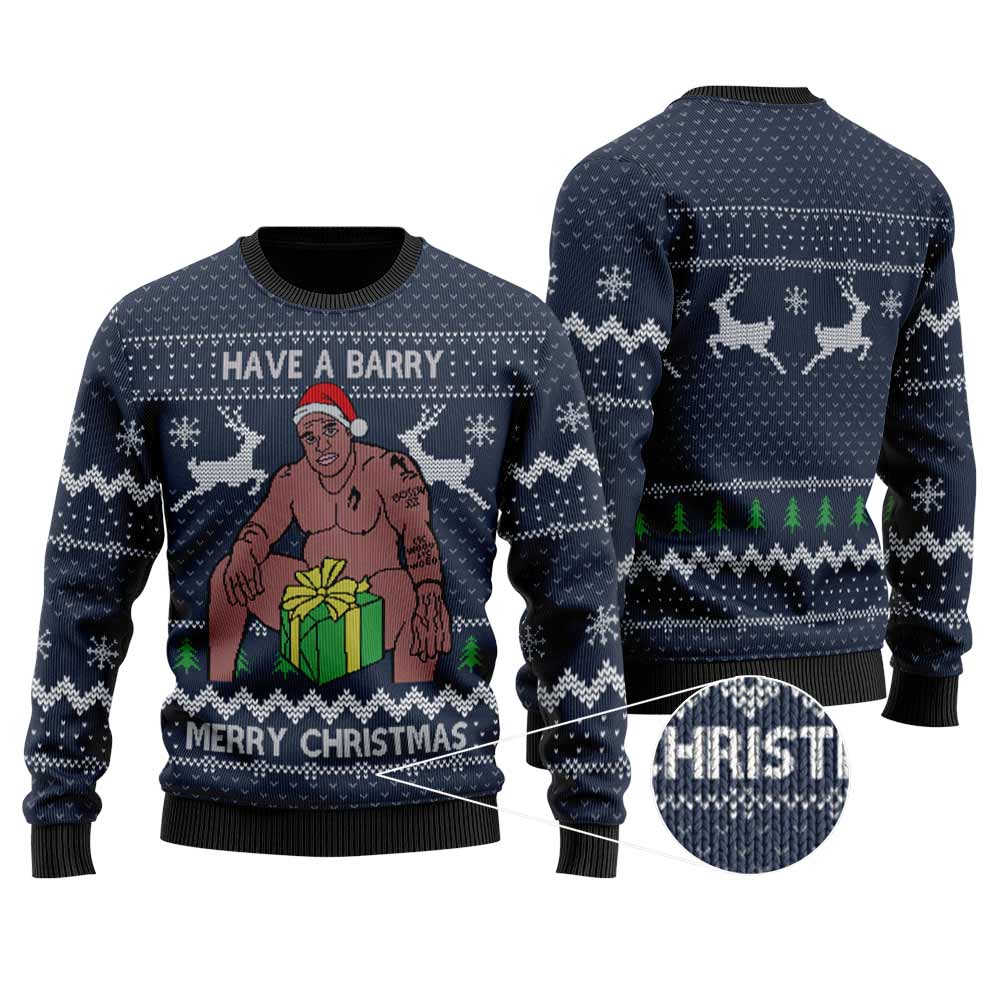 Have A Barry Merry Christmas Ugly Sweater | Funny Ugly Christmas Sweater For Men Women - Funny Ugly Christmas Sweater