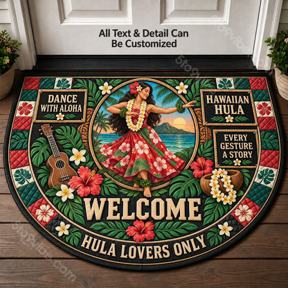 Hawaiian Hula Personalized Half Round Mat | 5To9Vibe
